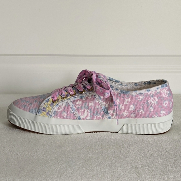 LoveShackFancy x Superga Cotton Canvas Floral Sneaker Rose Heart Mix 10 NWT - Picture 4 of 15
